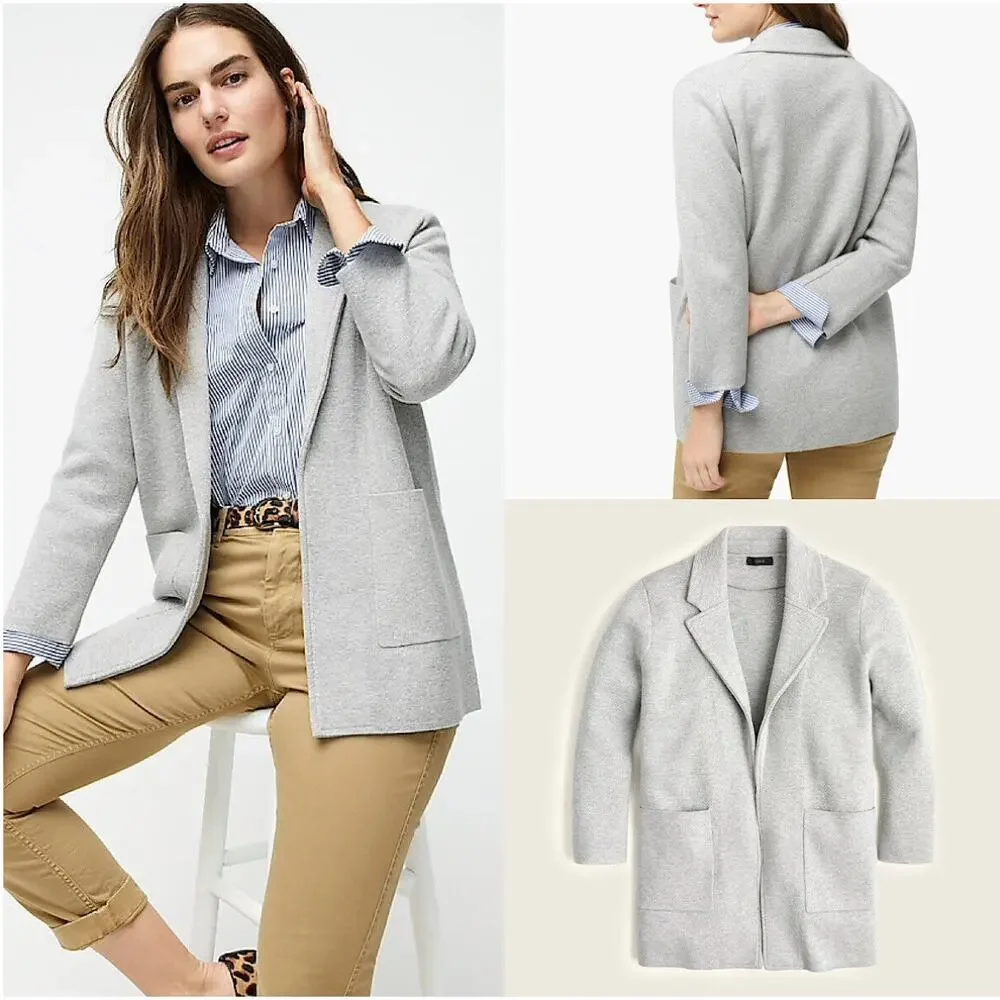 J. Crew 365 Sophie Gray Cotton Wool Blend Sophie Open Front Sweater Blazer S